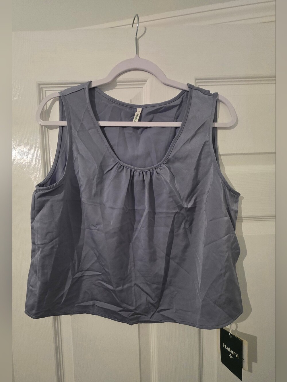 NWT HALARA Scoop Neck Satin Tank Top — Dusty Lavender Sz L